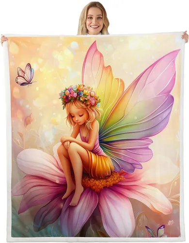 Miniatura 9 de Fairy Fleece Blanket,Romantic Pink Floral Botanical Bed Blankets for Adults Teens,Galaxy Starry 3D Moon Room Decor,Blue Pink Super Soft Flannel