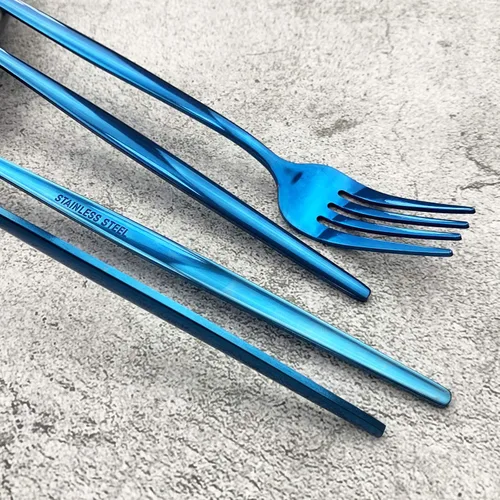 Miniatura 6 de JASHII Juego de cubiertos de acero inoxidable de 24 piezas con acabado brillante para 4 personas, cuchillo de cena, tenedor, cuchara, tenedor