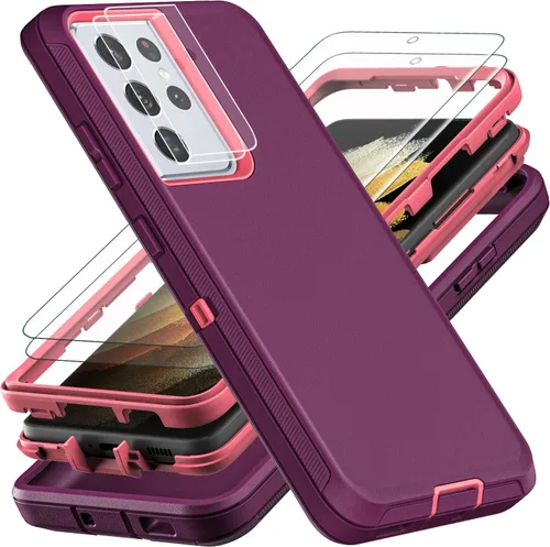 Miniatura 7 de YKHJKLEC Funda para Samsung Galaxy S21 Ultra, con 2 piezas [protector de pantalla de TPU flexible autorreparable y protector de lente de cámara]