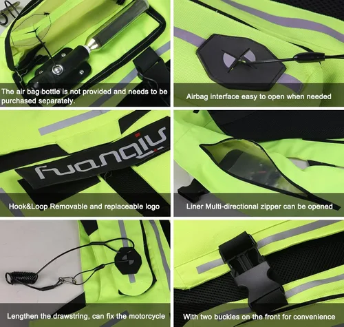 Miniatura 8 de Chaleco de airbag para motocicleta para hombres y mujeres, chaqueta de equitación con airbag de motocross con tira reflectante, airbag para moto