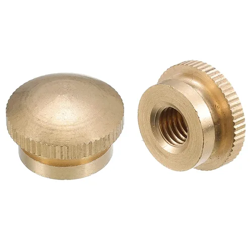 Miniatura 9 de uxcell Tuercas moleteadas para pulgar, 5 tuercas moleteadas de latón M3 x D10mm x H8mm con collar de cabeza alta con agujero ciego moleteado