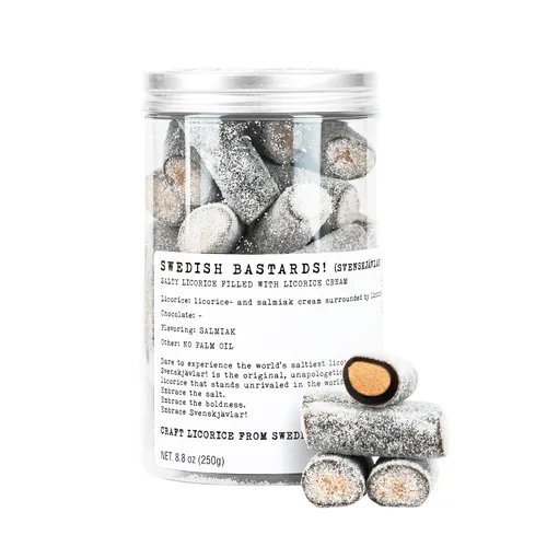 Miniatura 8 de Haupt Lakrits Chokade Svenskävlar! – El regaliz negro más salado del mundo con sal de salmiak recubierto en chocolate gourmet de Bélgica – Caramelo