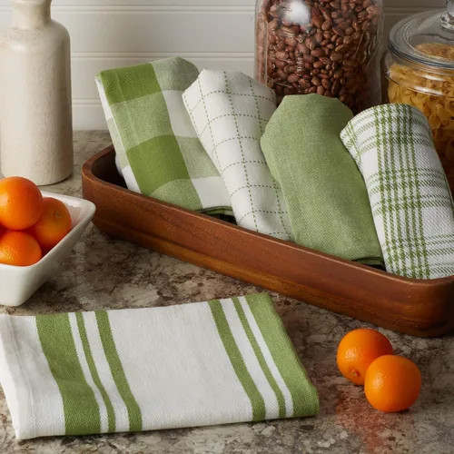 Miniatura 3 de DII Everyday Basic Kitchen Collection - Juego de toallas de cocina de algodón tejido grande, 18 x 28 pulgadas, verde antiguo, 5