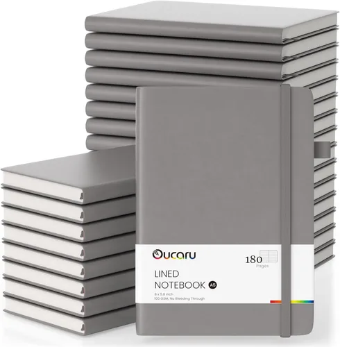 Miniatura 20 de Oucaru Cuaderno rayado, paquete de 4, 180 páginas, diarios A5 para escribir, papel grueso de 100 GSM, cuadernos pequeños diarios para mujeres y 4