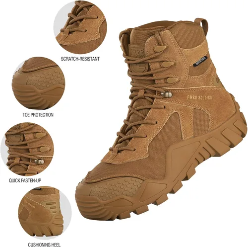 Miniatura 3 de FREE SOLDIER Men's Waterproof Hiking Boots Military Tactical Boots for Men Outdoor Lightweight Work Boots