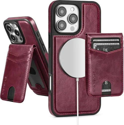 Miniatura 82 de SkyEagle Magsafe - Funda magnética 2 en 1 desmontable para iPhone 11 Pro Max con tarjetero, para mujeres y hombres, piel sintética con bloqueo RFID