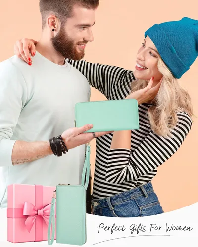 Miniatura 8 de Chelmon - Monedero para mujer de cuero genuino con bloqueo de señal RFID, para tarjetas de crédito