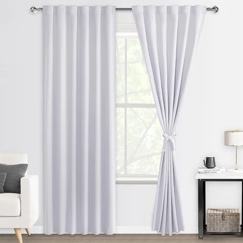 Miniatura 53 de DWCN Cortinas opacas con pestaña trasera para ventana - Cortinas opacas con bolsillo para barra para oscurecer la habitación para dormitorio/sala