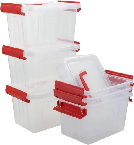 Miniatura 5 de Mini caja de almacenamiento de plástico con asa, 3 cuartos de galón, paquete de 6