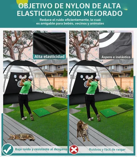 Miniatura 3 de Red de golf: red de práctica de golf de 10 x 7 pies para conducción en el patio trasero, red de golpeo con alfombra de triple césped, redes de ayuda