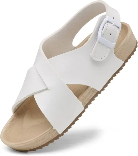 Cubufly Sandalias para niños con tiras cruzadas y puntera abierta, zapatos de verano para uso en interiores y exteriores, para niños pequeños y