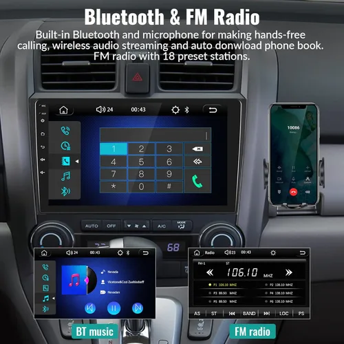 Miniatura 6 de Estéreo de coche para Honda CRV 2007-2011 Radio de coche, reproductor de MP5 con Apple Carplay Android Auto Mirror Link, 9 pulgadas pantalla táctil