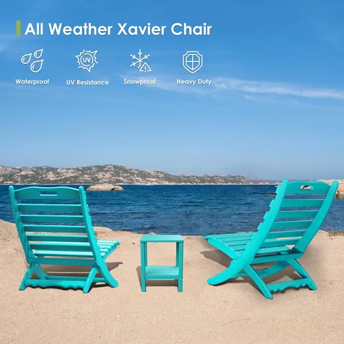 Miniatura 5 de GREENVINES Silla plegable Xavier Wave Sillas Adirondack portátiles Plástico HDPE Silla para fogata para todo tipo de clima Aqua