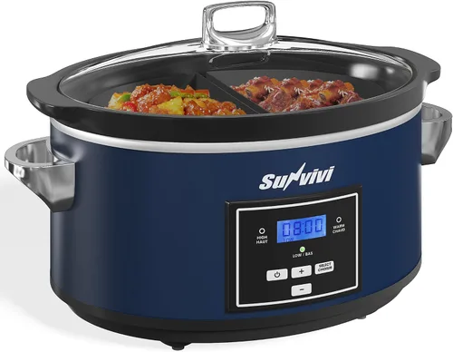 Miniatura 17 de Sunvivi Olla de cocción lenta de 3 cuartos de galón y mini calentador de alimentos con 3 ajustes de calefacción, olla de cerámica extraíble, tapa