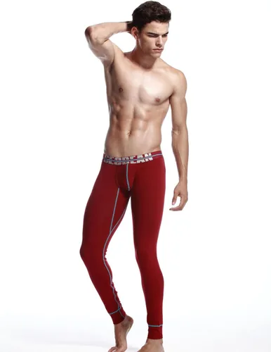 Miniatura 6 de SEOBEAN Low Rise Pantalones de ropa interior para hombre largo John algodón rojo oscuro 2276