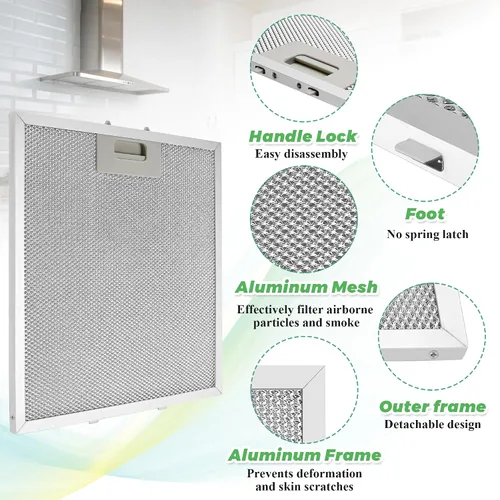 Miniatura 2 de Reemplazo de filtro de campana extractora W10169961A actualizado (3 piezas) de Techecook, filtro de grasa para campana de malla de aluminio de 5