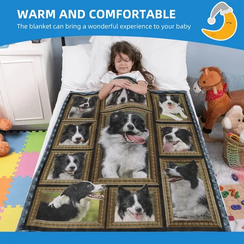 Miniatura 4 de Border Collie - Manta para niños, regalos para los amantes de los perros, 40 x 50 pulgadas, mantas para niños pequeños y bebés para sofá, cama