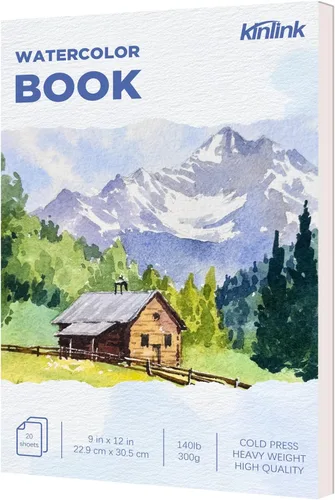 Bloc de papel de acuarela, 9 x 12 pulgadas, 140 libras/10.58 oz, papel de color de agua, 20 hojas de prensa en frío, cuaderno de dibujo, cuaderno de