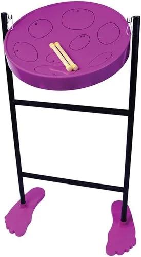 Miniatura 3 de Jumbie Jam - Tambor de acero auténtico acabado rosa con soporte de suelo de tubo Rosado
