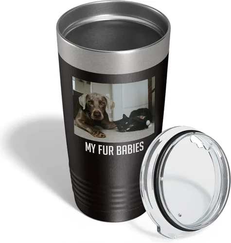 Miniatura 3 de Vaso personalizado de 20 onzas (17 colores) con foto impresa con aislamiento térmico de acero inoxidable recubierto de polvo con tapa, regalo