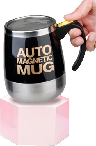 Miniatura 2 de Mengshen Taza de café autoagitadora/mezcla magnética automática del té de chocolate caliente de la proteína del cacao 13.5 fl oz, A006M negro, Taza