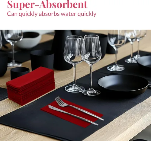 Miniatura 4 de Prestee Servilletas rojas para mesa, desechables, toallas de mano de papel suaves y absorbentes para cenas y todo tipo de eventos, servilletas