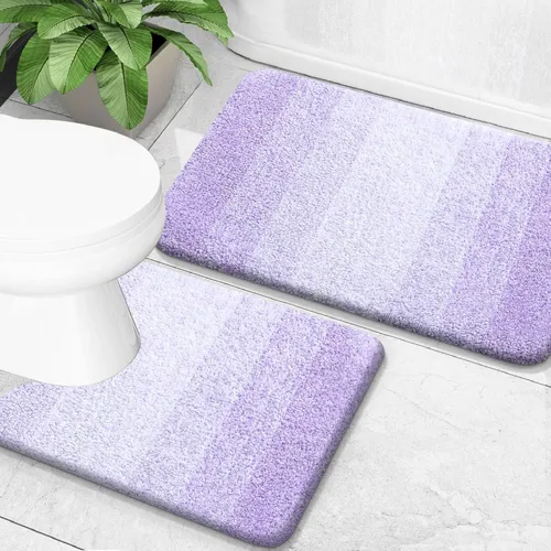 Miniatura 15 de OLANLY Juego de 2 alfombras de baño de microfibra suave y absorbente, antideslizantes, se pueden lavar y secar a máquina, alfombras de baño peludas