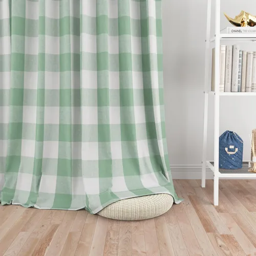 Miniatura 35 de UPOPO Cortinas de ventana Buffalo Check 122 cm de largo, cortinas de algodón para sala de estar, paneles de cortina a cuadros para dormitorio
