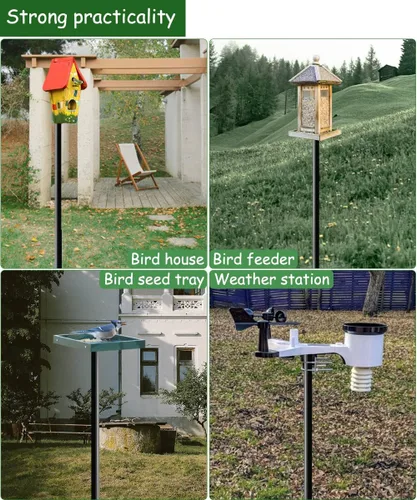 Miniatura 7 de Kit de montaje en poste de casa de pájaros de 75 pulgadas de Mokeyder, poste de comedero para pájaros ajustable resistente para exteriores, juego