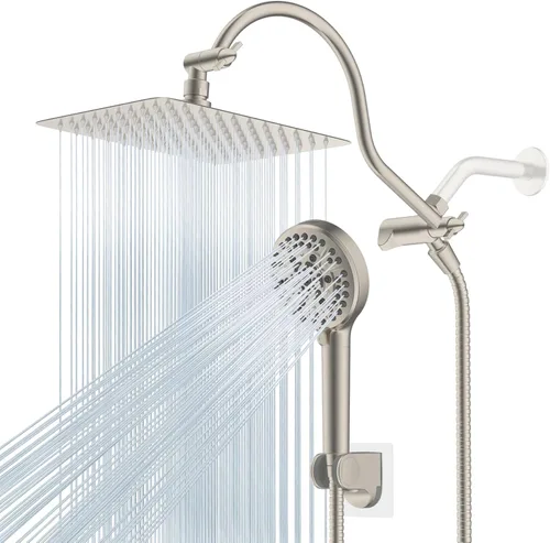 Miniatura 28 de Hibbent All Metal Combo de Cabezal de Ducha de Lluvia de 12 pulgadas con Doble Filtro, Cabezal de Ducha de Mano de Alta Presión con Brazo de Acabado