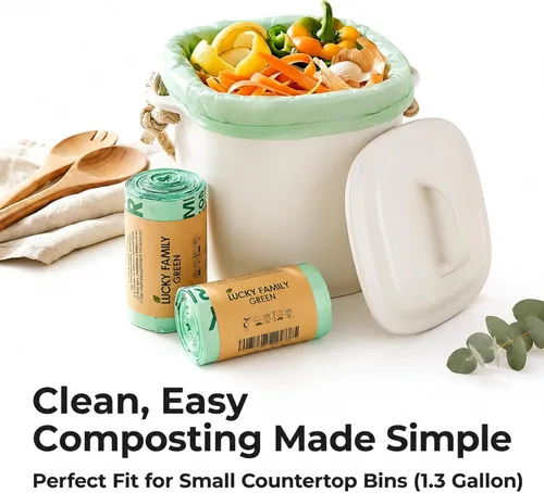Miniatura 3 de Bolsas de basura compostables para contenedores de compost de cocina, bolsas de compost pequeñas de 1.3 galones para contenedor de encimera, bolsas