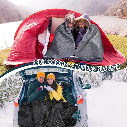 Miniatura 3 de Moukeren 6 mantas de forro polar impermeables para exteriores, manta grande a prueba de viento para estadio, colcha gruesa y cálida para campamento