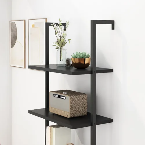 Miniatura 2 de Estantería abierta de 5 niveles para montar en la pared con marco de metal, estante de escalera industrial moderno - Organizador flotante - Estantes