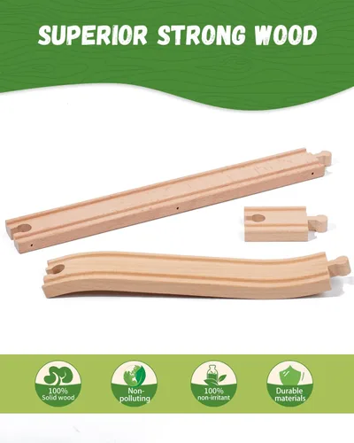 Miniatura 3 de Accesorios de vías de tren de madera, accesorios ferroviarios de tren, puente de tren de doble suspensión, juego de tren de juguete para niños