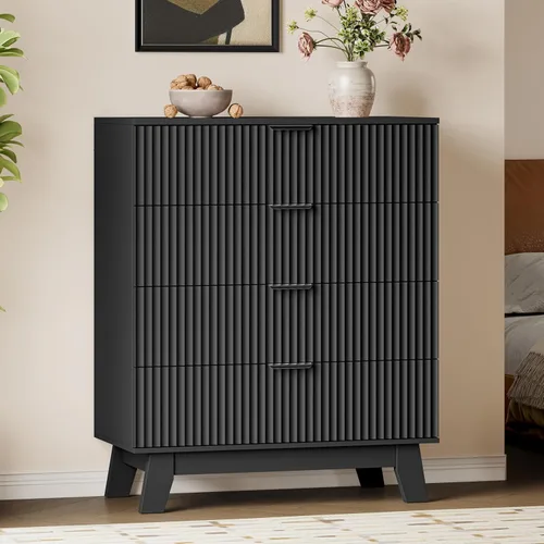 Miniatura 47 de BORNOON Cómoda alta de 46" para dormitorio, cómoda de 6 cajones acanalados, cómoda moderna de madera con almacenamiento profundo, correderas
