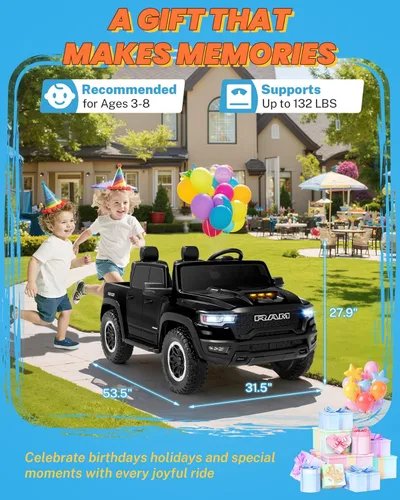 Miniatura 8 de ENYOPRO - Juguetes de montar de 24V para niños grandes, RAM 1500 RHO con licencia de 2 asientos, auto de montar para niños pequeños con control