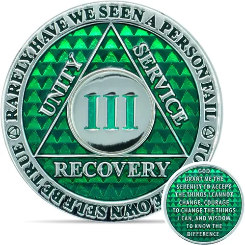 Miniatura 14 de Moneda de sobriedad de 10 años Chip AA Legacy Ficha de aniversario de recuperación de triplaca gruesa (Aqua)