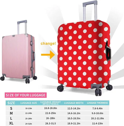 Miniatura 4 de Groamaup Funda de equipaje de viaje con diseño de lunares rojos y blancos para equipaje Estampado de puntos