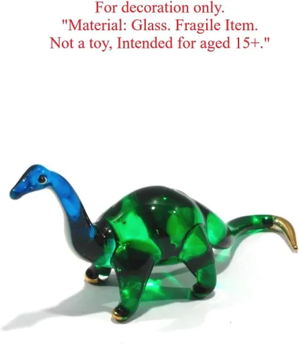 Miniatura 6 de Mini arte de vidrio soplado hecho a mano de 2.5 pulgadas, figura jurásica de dinosaurio brontosaurio, cosas geniales, animales en miniatura