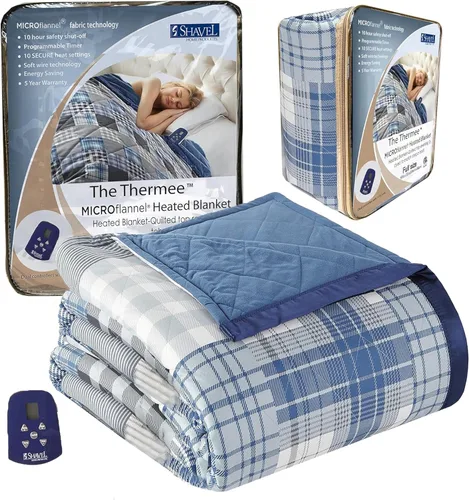 Miniatura 17 de Thermee Manta térmica de microfranela tamaño Queen – 10 ajustes, programable, calentamiento rápido, cuadros rústicos