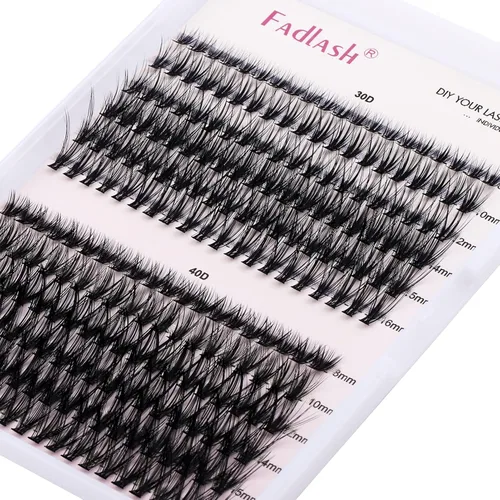 Miniatura 37 de Racimos de pestañas individuales, bandeja mixta, rizado D, extensiones para colocar en casa (40D-0.07 mm-D, 15/32 de pulgada-45/64 de pulgada)