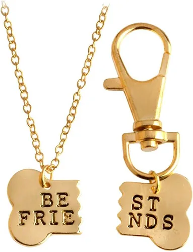 Meiligo® Moda 2 piezas parejas aleación hueso perro collar llavero mejor amigo rompecabezas colgante juego etiqueta perro etiqueta collar conjunto