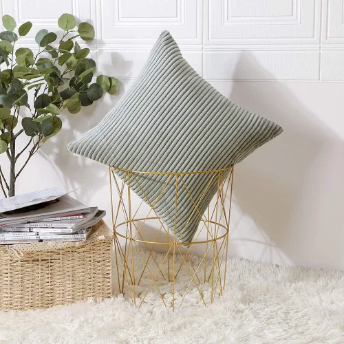 Miniatura 15 de Artscope Fundas de Almohada de Pana a Rayas Acogedoras Súper Suaves Decorativas Cuadradas Fundas de Cojín para Sofá Sillón Dormitorio Decoración