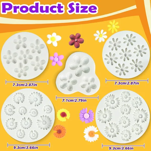 Miniatura 3 de 5 moldes de silicona de flores, mini moldes de silicona de chocolate para hornear moldes de hojas para decoración de pasteles, arcilla, gris