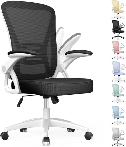Miniatura 10 de naspaluro Silla de oficina ergonómica, sillas de escritorio con respaldo medio con altura ajustable, silla giratoria con brazos abatibles y soporte