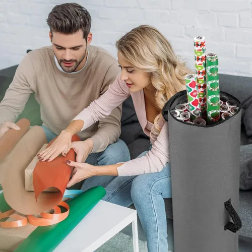 Miniatura 4 de Bolsa de almacenamiento de papel de regalo, organizador de papel de regalo debajo de la cama para almacenar múltiples rollos de papel de regalo