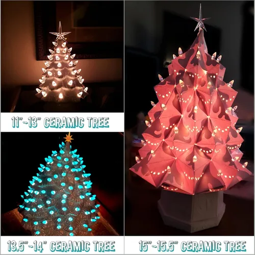 Miniatura 6 de Bombillas de Luces de Repuesto para Árbol de Navidad de Cerámica, Clavijas de Plástico con Giro Mediano Azul Aguamarina, Adornos para Árbol