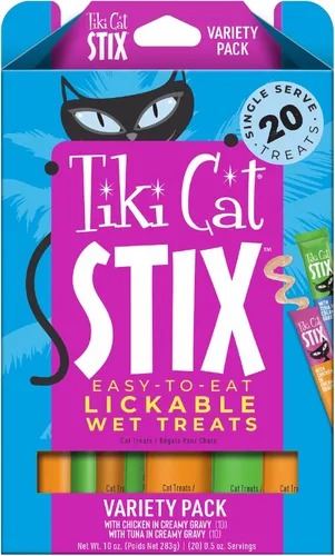 Miniatura 10 de Tiki Cat Stix Mousse Golosinas, Mega Frasco Variado, Golosina Lamible Indulgente de Porción Individual o Complemento para Comida Seca, 50