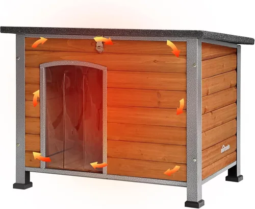 Aivituvin Casa para perros para exteriores e interiores, marco de hierro único en todo alrededor, perrera para perros para invierno con patas