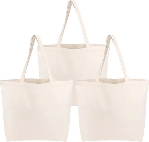 Miniatura 10 de Segarty Bolsa de lona pequeña, paquete de 6 bolsas de lona en blanco de 15 x 16 pulgadas para mujer, bolsa lisa reutilizable con algodón natural
